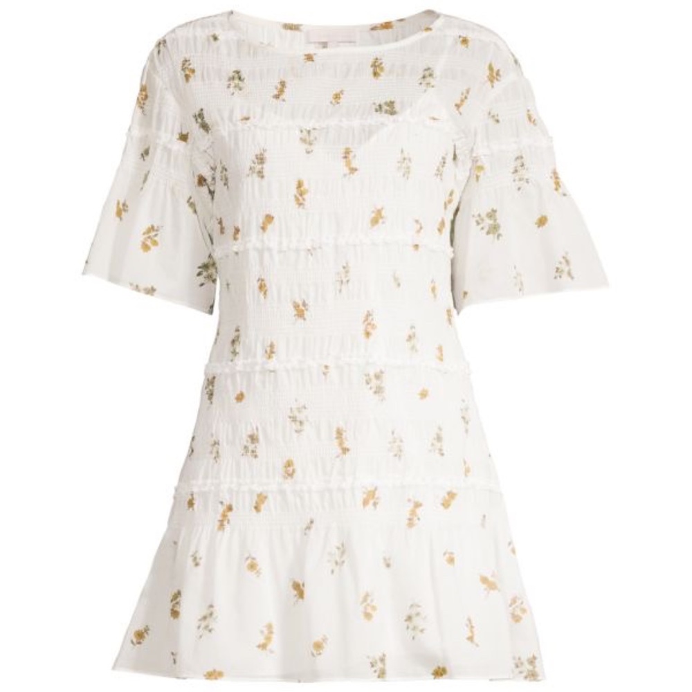 REBECCA TAYLOR Marigold Fleur Ines Smocked Dress w/ flower pattern, Size M, NWT - Picture 4 of 5